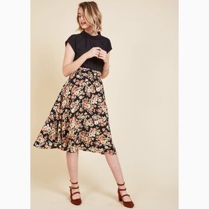 Modcloth “Bugle Bravado” Floral A-Line Skirt